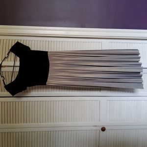 Cocktail dress- black velvet top shimering gold pleated bottom